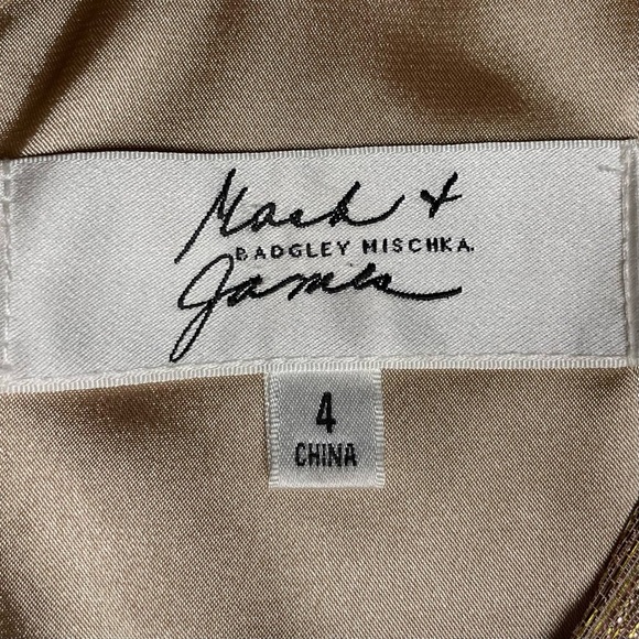Mark & James by Badgley Mischka Gold Metallic Silk Tiered Cocktail Dress Size 4 - Picture 5 of 15